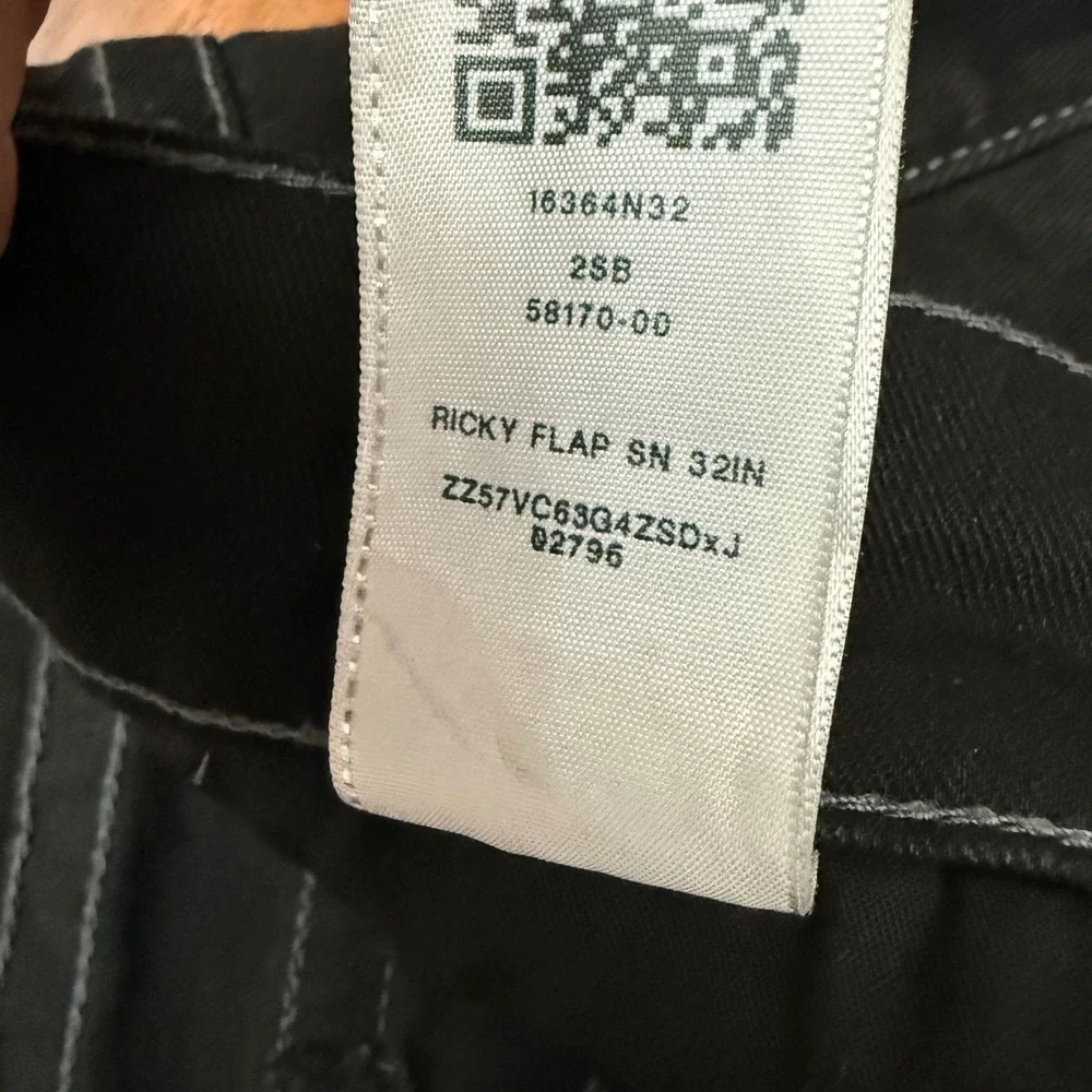 True Religion Ricky Relaxed Straight Jeans Mens 36 Black Contrast Stitch Flap